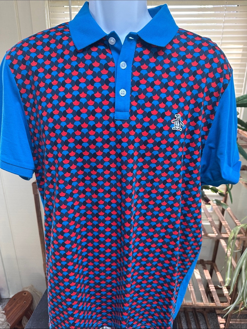 Original Penguin Blue & Red Geometric Polo